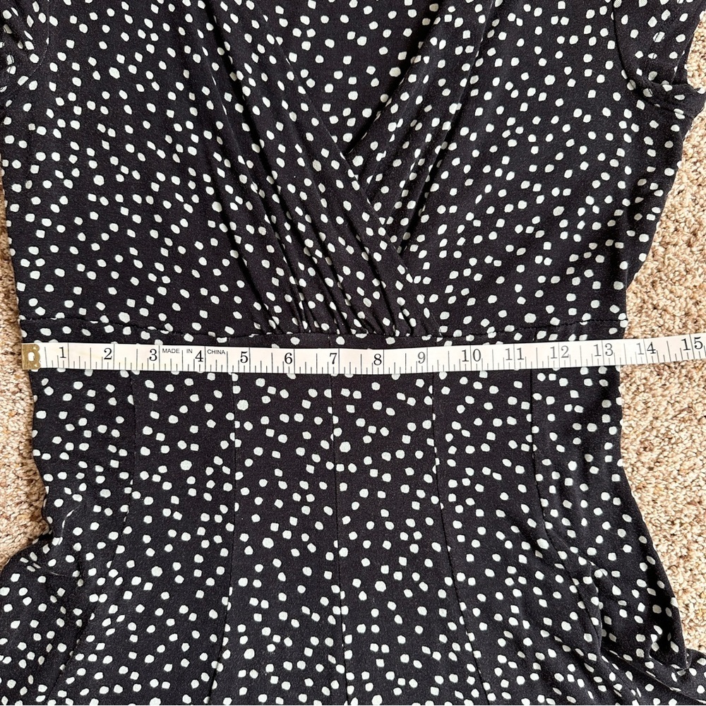 Sade New York Navy Blue Dress Polka Dot Fit Flare Stretch Comfy Casual - Picture 8 of 16